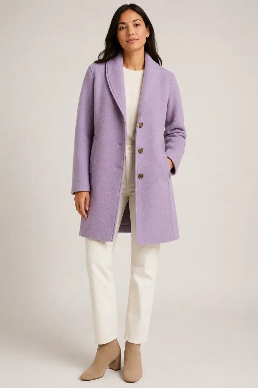 J.Crew Boiled Wool Topcoat Shawl Collar Coat Smoky Wisteria Lavender SZ 00